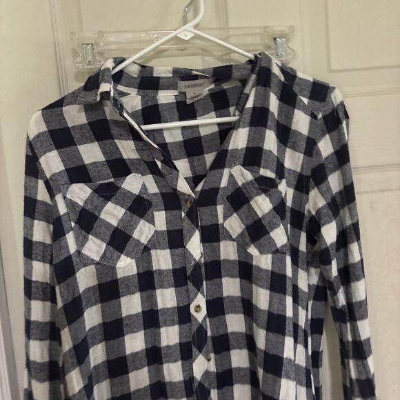 Passport Womens Shirt Size M Blue White Checkered Long Sleeve Button Up Collared - Picture 2 of 4